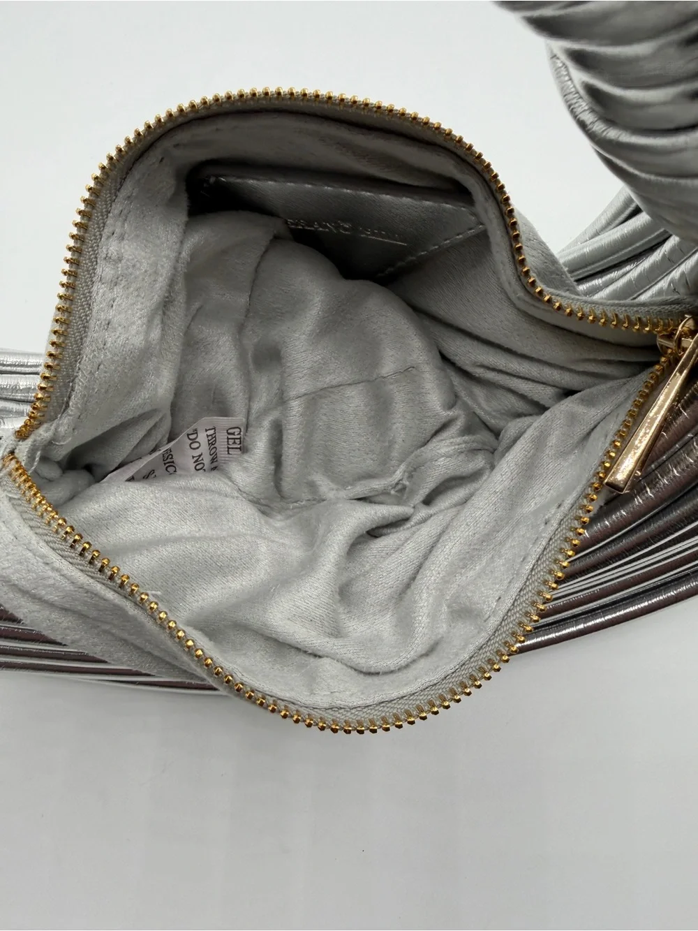 Vernon Hill Amanda Vegan Leather Handbag Silver Knotted Shoulder Bag NWOT